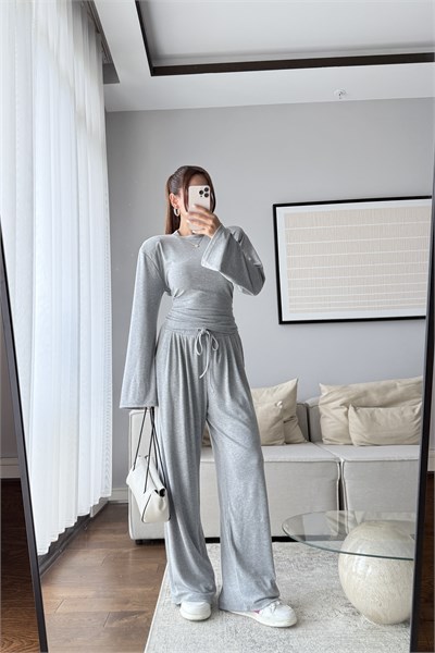 VATKALI BLUZ PANTOLON TAKIM-GRİ