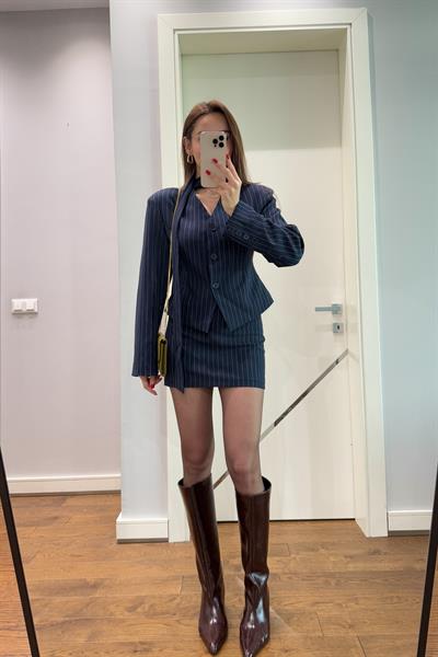 VATKALI CEKET BLAZER ETEK ÇİZGİLİ TAKIM
