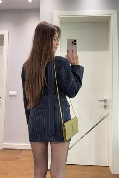VATKALI CEKET BLAZER ETEK ÇİZGİLİ TAKIM