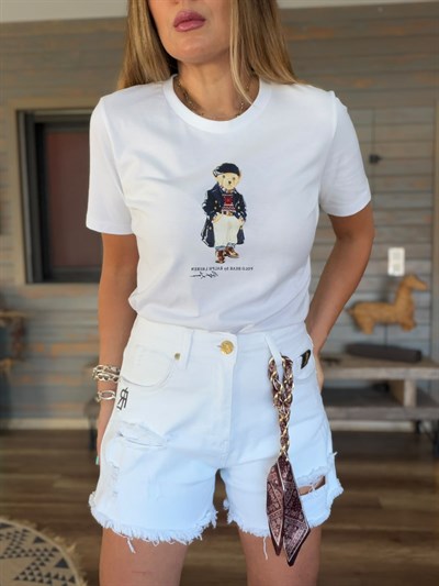 Bear Logo Print T-Shirt