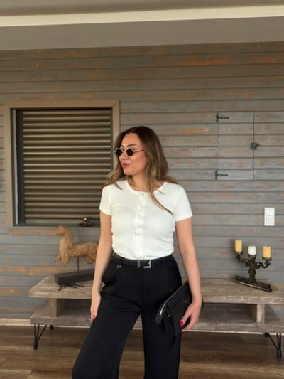 Bisiklet Yaka Triko T-Shirt