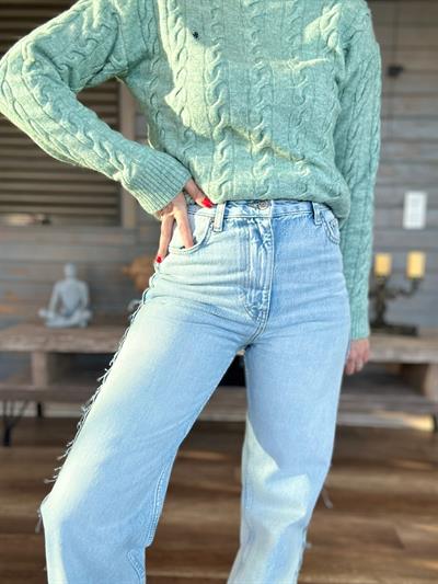 Bol Paça Düz Kot Pantolon