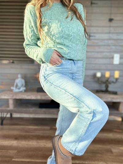 Bol Paça Düz Kot Pantolon