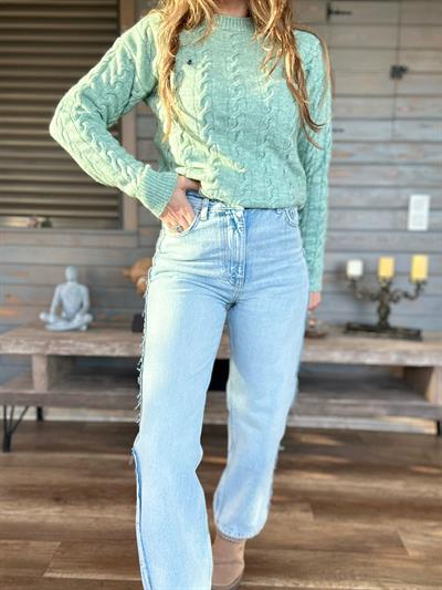 Bol Paça Düz Kot Pantolon