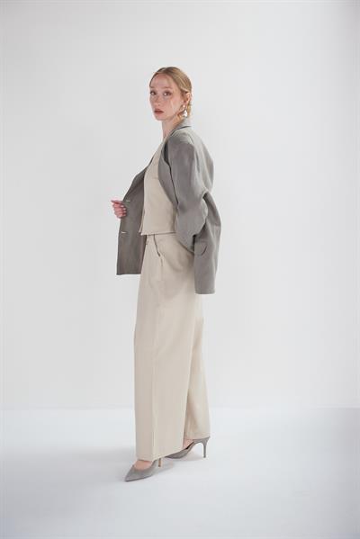 Brenna Füme Keten Blazer