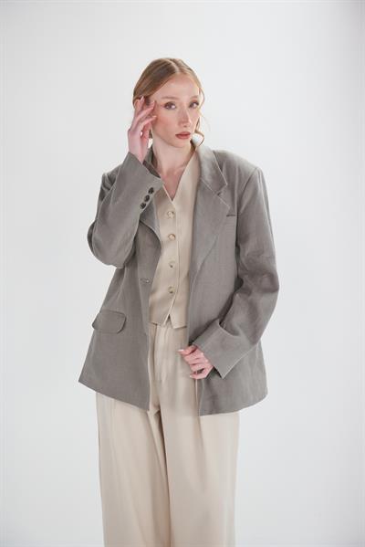 Brenna Füme Keten Blazer