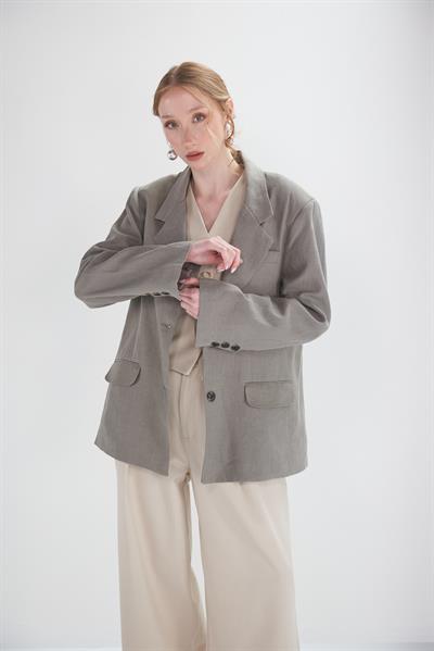 Brenna Füme Keten Blazer