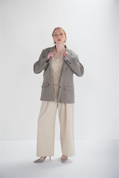 Brenna Füme Keten Blazer