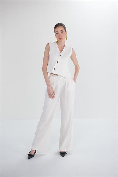 Çizgi Detaylı Bol Paça Pantolon