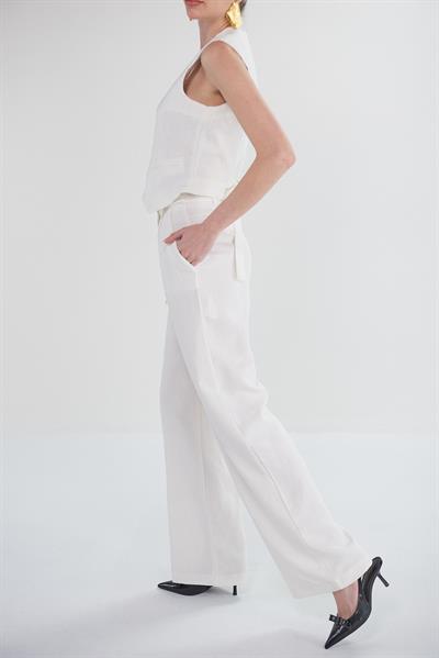 Çizgi Detaylı Bol Paça Pantolon