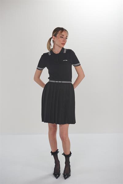 Dijital Baskılı Yakalı T-Shirt Etek Takım