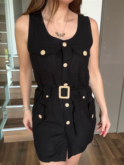 Düğme Detaylı Kısa Elbise