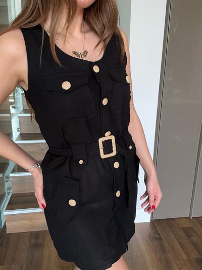 Düğme Detaylı Kısa Elbise