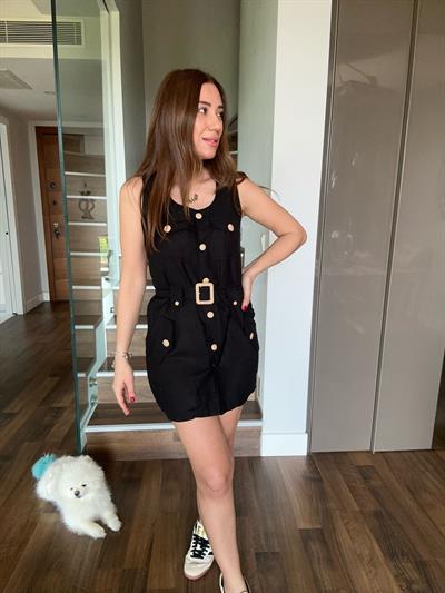 Düğme Detaylı Kısa Elbise