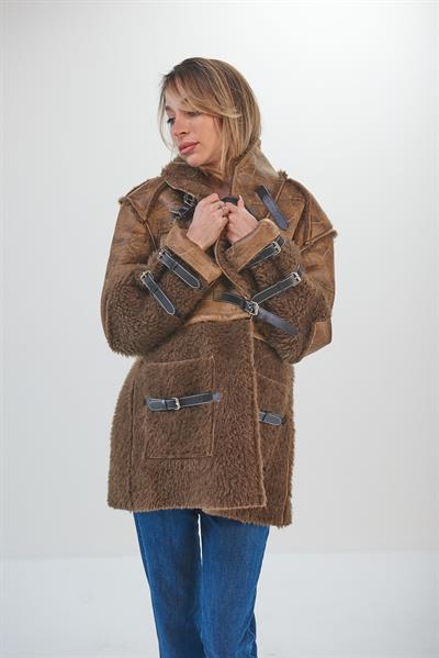 Eskitme Detaylı, İthal Tasarım Ceket - Kahverengi