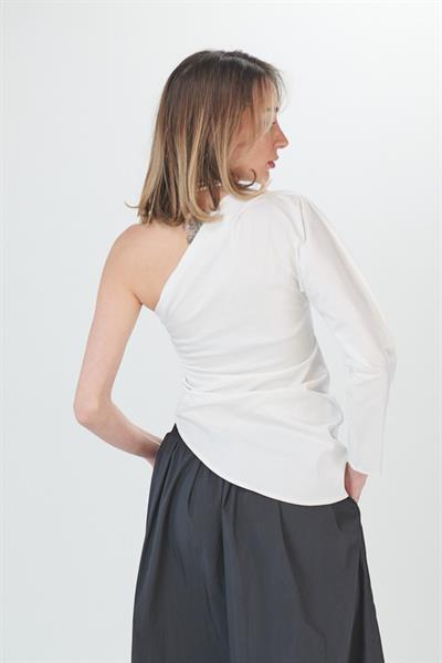 Fermuarlı Tek Kollu Bluz