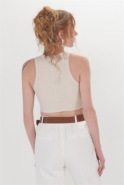 Fleur Fitilli Halter Yaka Crop