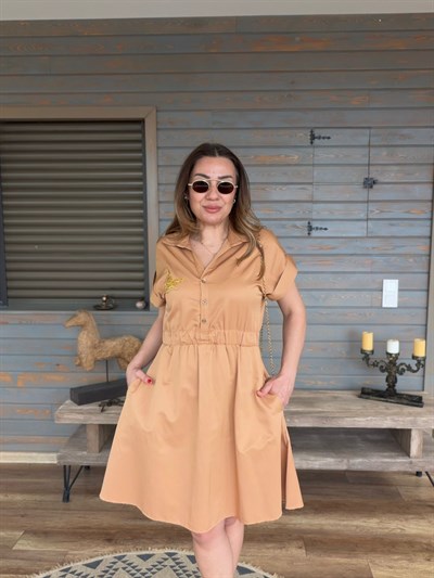 Göğüs Taş İşlemeli Mini Elbise