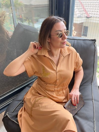 Göğüs Taş İşlemeli Mini Elbise