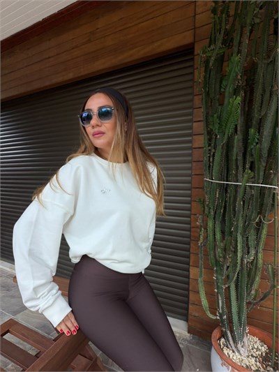 Gümüş Logolu Basic Sweatshirt