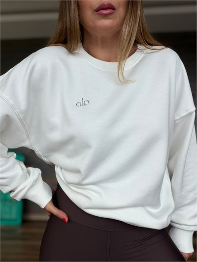 Gümüş Logolu Basic Sweatshirt