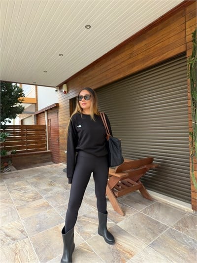 Gümüş Logolu Basic Sweatshirt