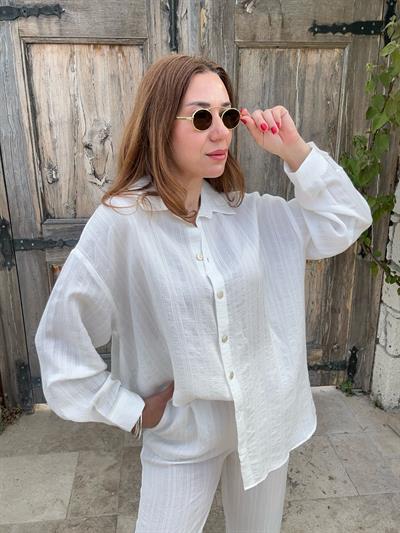 Keten Gömlek Pantolon Takım