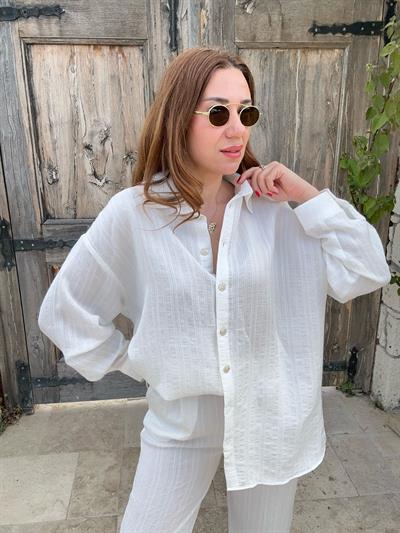 Keten Gömlek Pantolon Takım