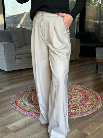 Keten Kumaş Bol Paça Pantolon