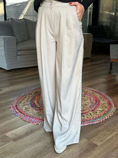 Keten Kumaş Bol Paça Pantolon