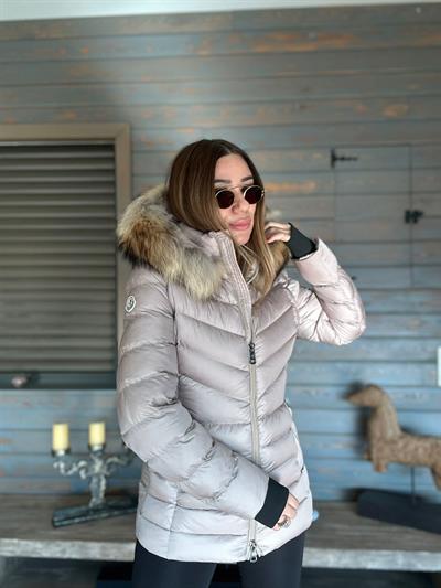 Kolda Nakış Logolu Kapşonu Kürklü Micro Jel Mont