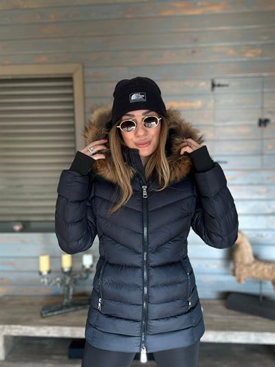 Kolda Nakış Logolu Kapşonu Kürklü Micro Jel Mont