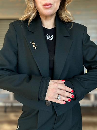 Kolu Ribanalı Kısa Ceket