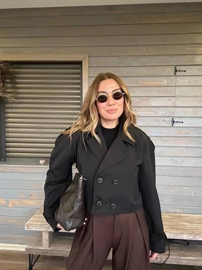 Kruvaze Kısa Trenç