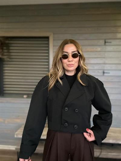 Kruvaze Kısa Trenç