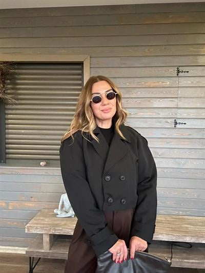 Kruvaze Kısa Trenç