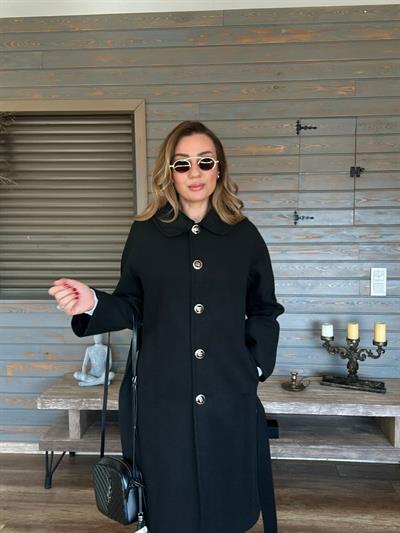 Kürk Yakalı Mono Kapama Palto