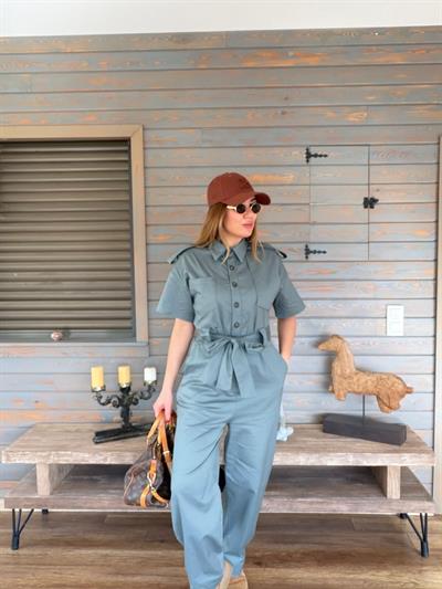 Kuşaklı Önü Düğmeli Tulum