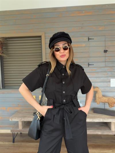 Kuşaklı Önü Düğmeli Tulum