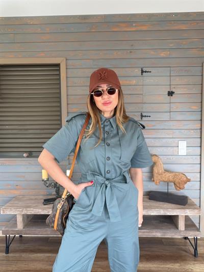 Kuşaklı Önü Düğmeli Tulum