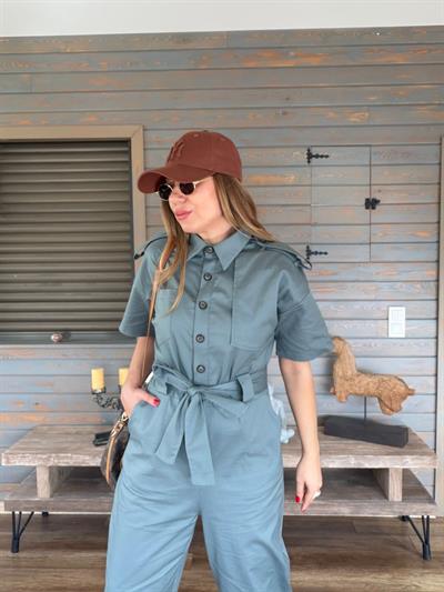 Kuşaklı Önü Düğmeli Tulum