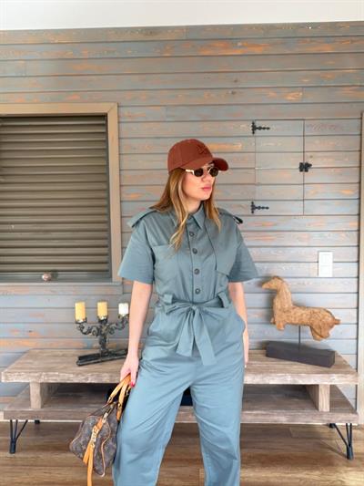 Kuşaklı Önü Düğmeli Tulum