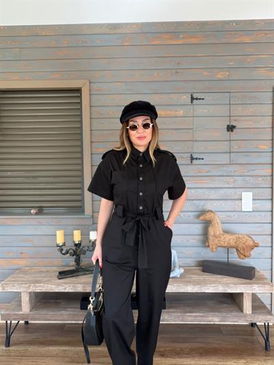 Kuşaklı Önü Düğmeli Tulum