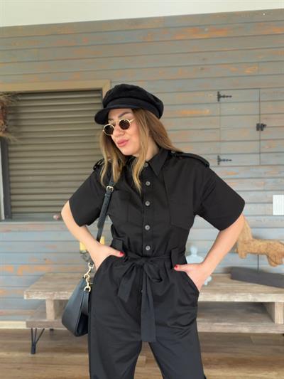 Kuşaklı Önü Düğmeli Tulum