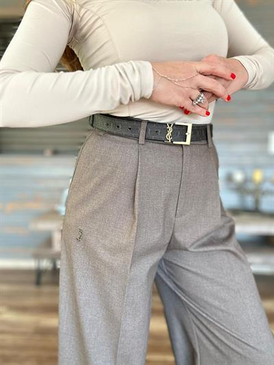 Metal Logolu Tek File Pantolon