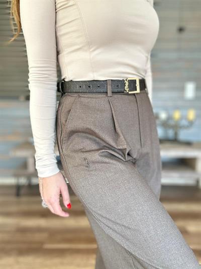 Metal Logolu Tek File Pantolon