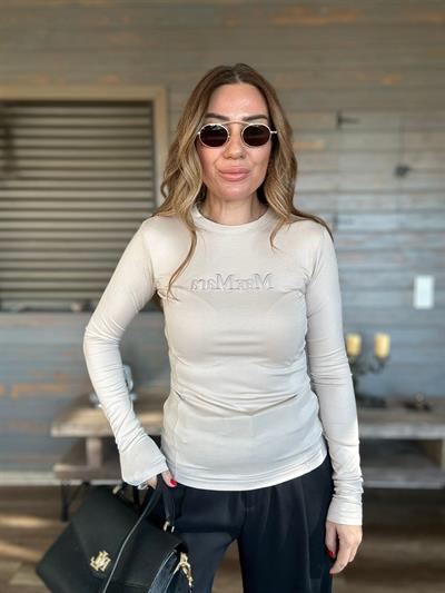 Nakış Kabartma Yazılı Bluz