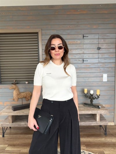 Nakış Logolu Basıc Triko T-Shirt