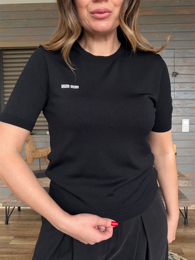 Nakış Logolu Basıc Triko T-Shirt