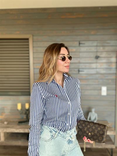 Nakış Logolu Çizgili Gömlek